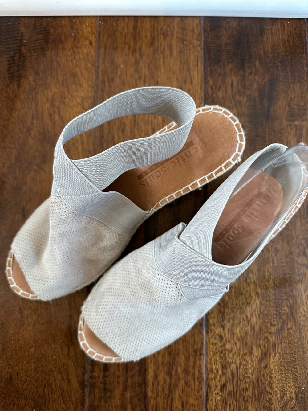 Gentle Souls Beige Elastic Slingback Espadrille Flats